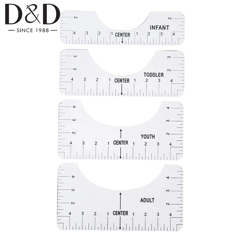 Линейка для выравнивания футболок, 4 шт., инструменты для рукоделия, шитья, измерения одежды, графики, футболок, инструмент для выравнивания измерительной ленты