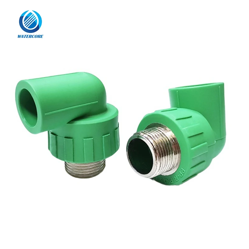 Wholesale DIN8077 8078 Standard Environment-Friendly PPR Pipe Fitting 90 Degree Elbow Male Threaded Elbow with Brass
