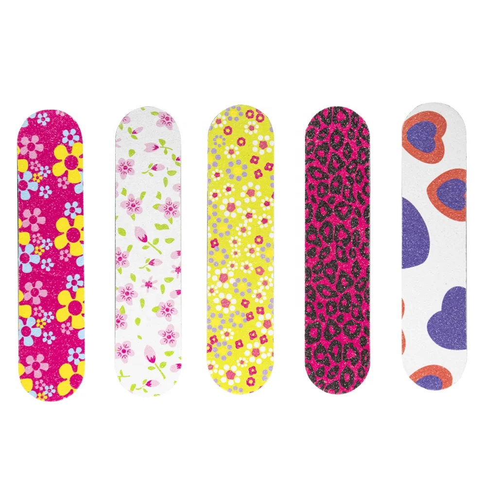 Colored Mini 9cm Nail File Printed Double sided EVA Nail Scrolls File Wholesale Custom Printed Nail Files