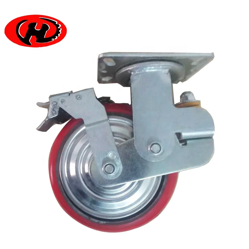 best China made heavy duty spring mounted PU  shock absorbing  trolley caster wheel