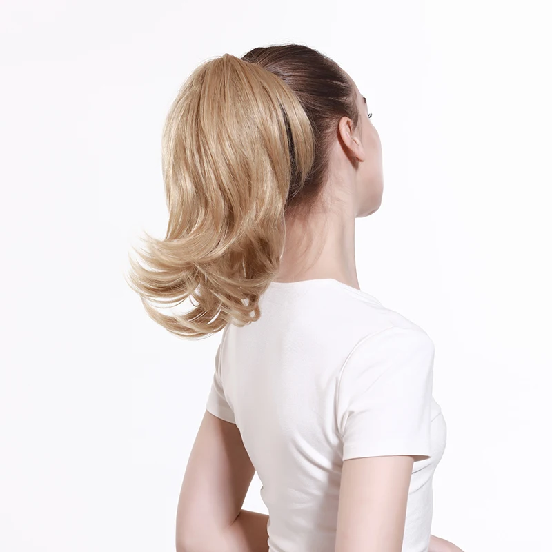 Meiwei 2021 Jaw claw clip woman high hair ponytail natural color pre plucked water curl short ponytails extension