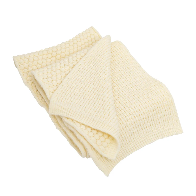 Wholesale Fashion Girls Warm Cozy Wrap Neck Solid Colors Thick Pearl Scarves Knitted Winter Scarf