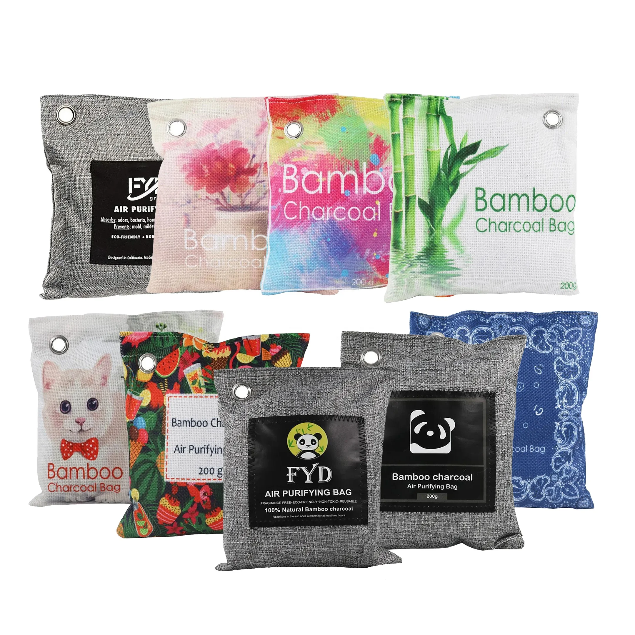 200g Bamboo Charcoal Bag Odor Absorber Activated Charcoal Air Purifying Bags in Stock