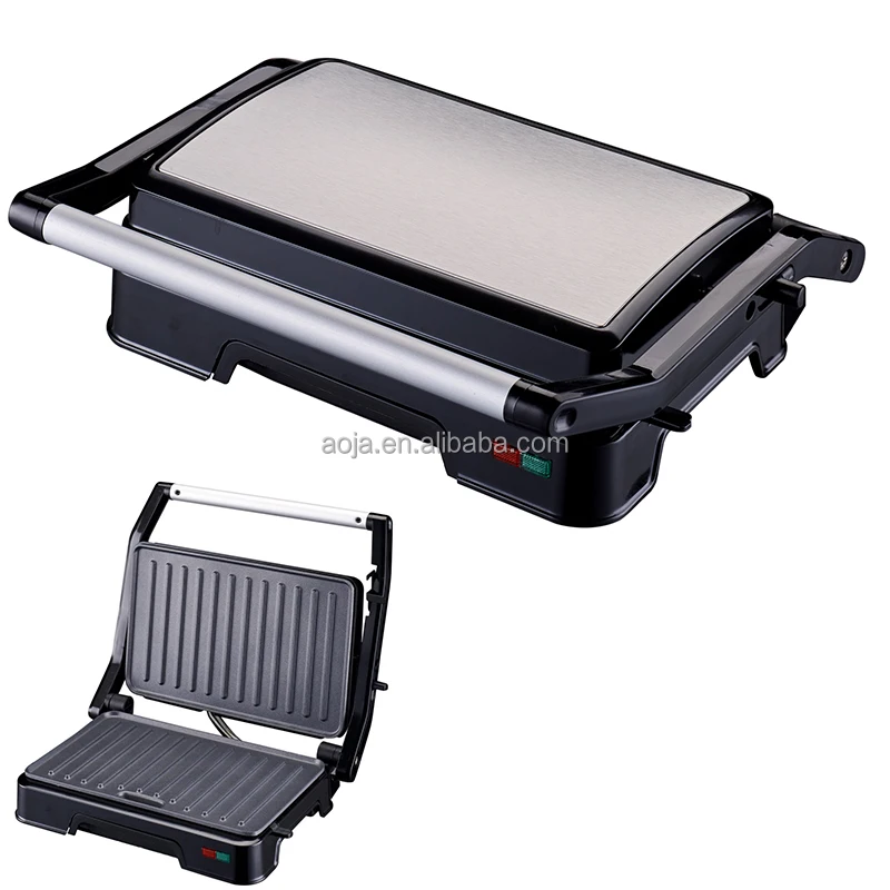 AOJA 110V 220V Automatic BBQ Electric Press Contact Grill  Panini Grill Non Stick Sandwich Machine Maker for Household Use