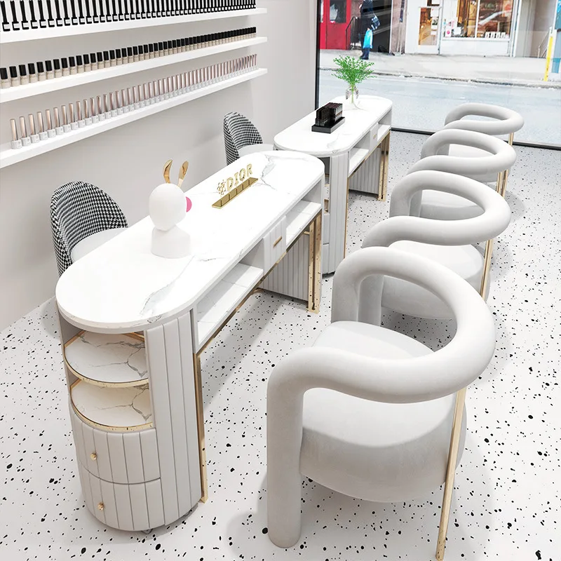 Marble Luxuriy Fashional Professional Salon Nail Tech Tables Manicure Station Manicure Table And Chair Set