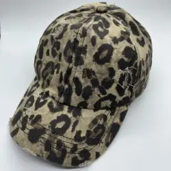 KENSHELLEY 2021 Hot Sale Fashion Baseball Caps 100% Cotton Leopard Printing Ponytail Cap Adjustable Elastic Cross Sun Hat Caps