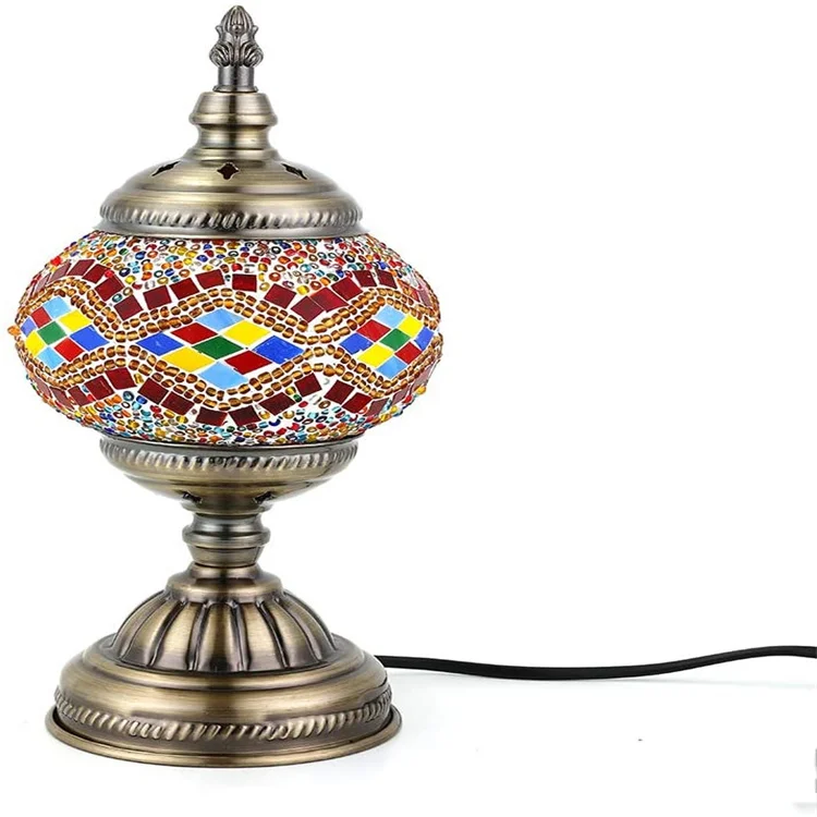 
Turkish Mosaic Lamp Decorative Handmade Unique Glass Bedside Table Lamp 