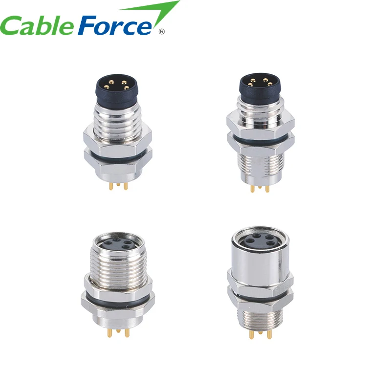 M8 код мужской/женский панель PCB контакты разъем спереди/сзади крепление 4 Pin IP67 из водонепроницаемого