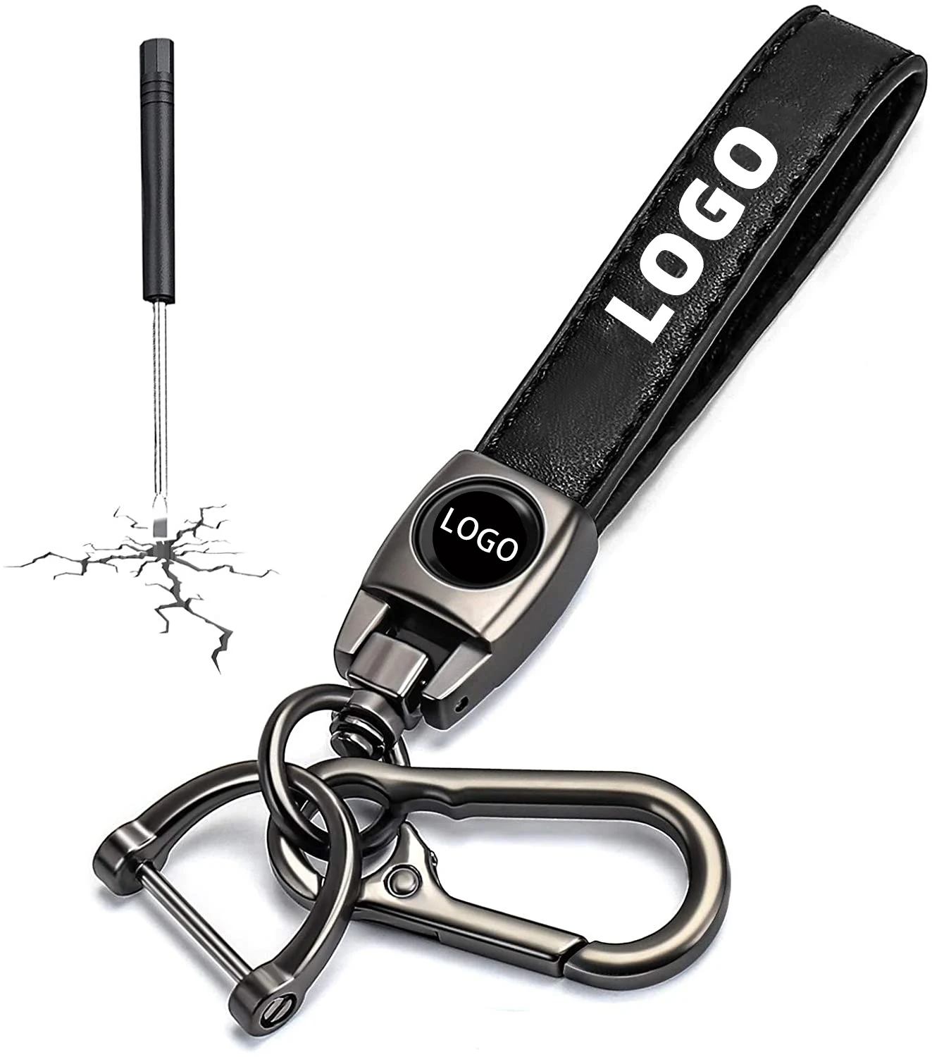 Car Accessory  Leather Car Keychain Replacement with Logo  Car Logo Keychain Key ring for Man and Woman