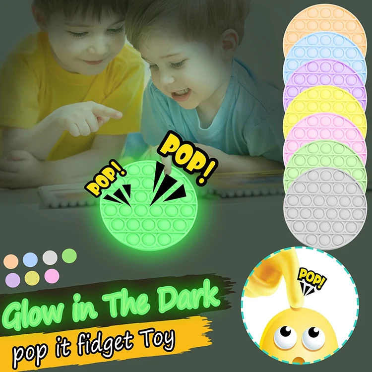 
Glow In The Dark Relief Stress Toys Novelty Gift Push Bubble Fidget Sensory Toy for Children Adults 