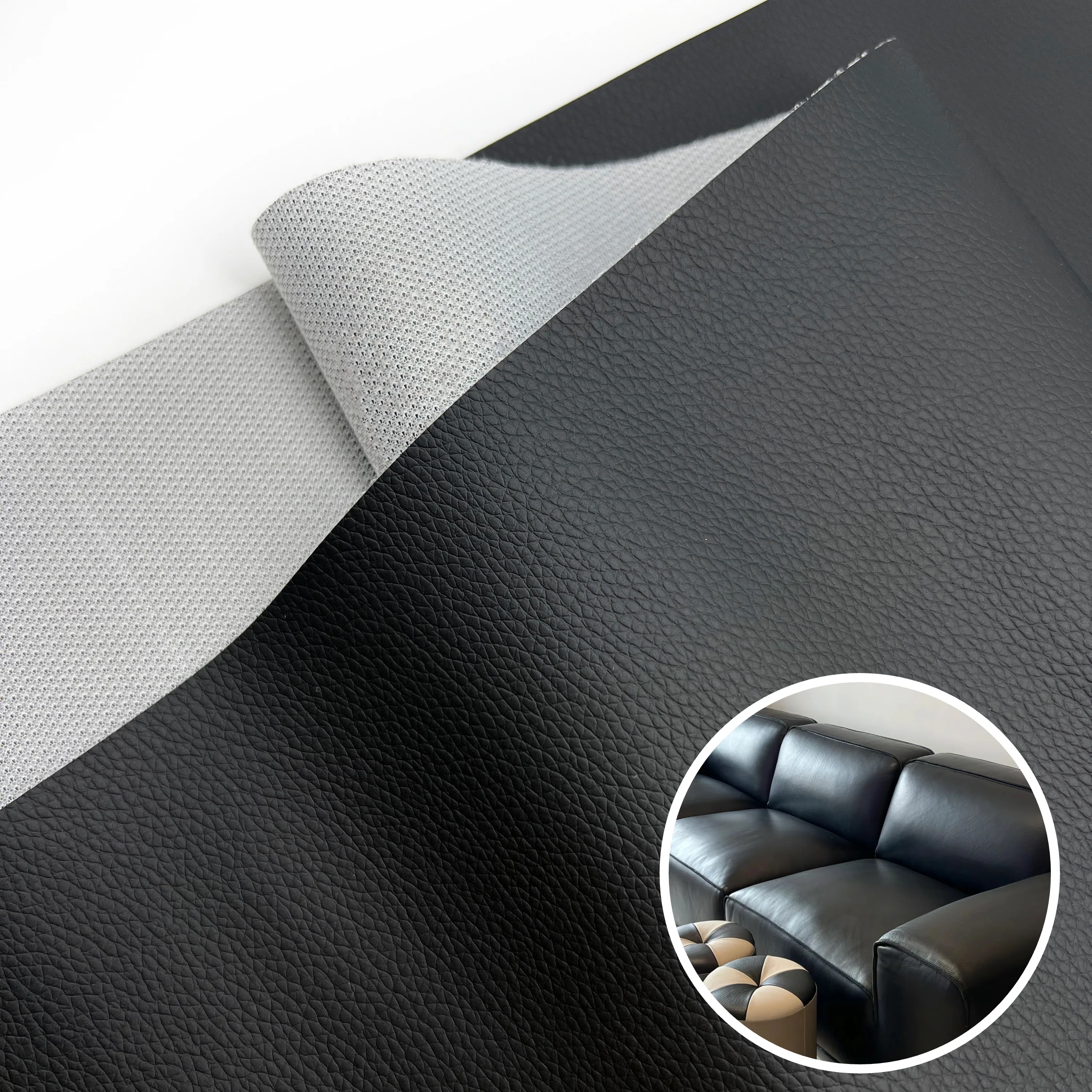 New 2024 Customizable with Premium Feel 1.1mm PVC Couch Designer Leather Furniture Artificial Lychee Pattern Leather