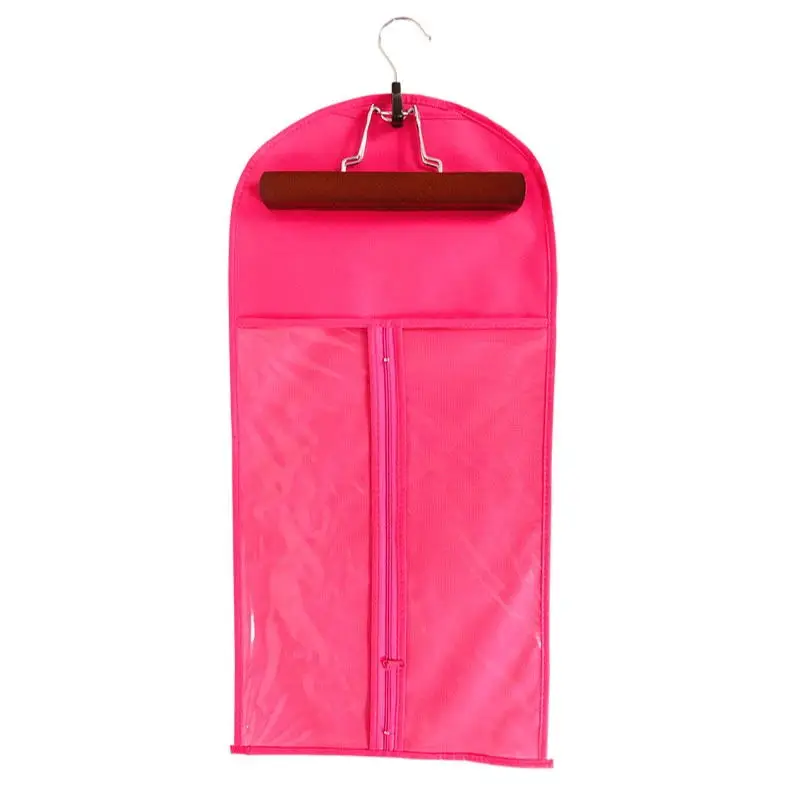 Custom Logo Private Label Non Woven Pink clear PVC hair wig extension packaging bags for hair accessory