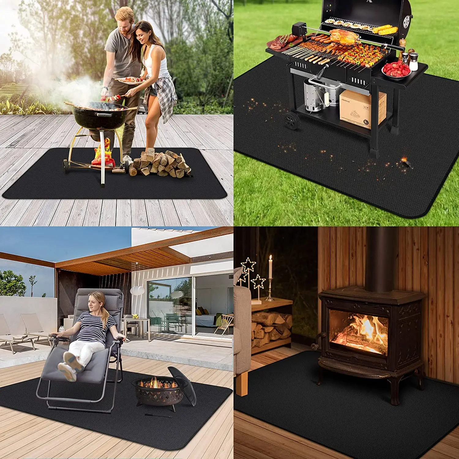 Hot Sale 60 x 40 inch Under Grill Mats Fiberglass Fireproof Deck and Patio Protector Blanket Fire Pit Mat