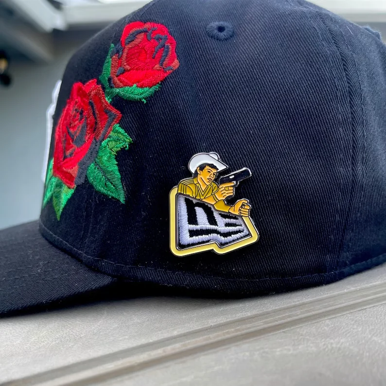 Custom Hot Sale Frame Dye Black Snapback Fitted Hat Pins Chalino Hat Pin