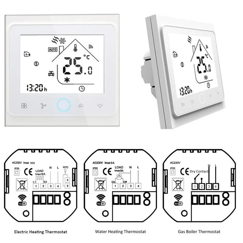 WIFI Room Thermostat For Underfloor Electric Heating System Touch Screen Type With TUYA APP