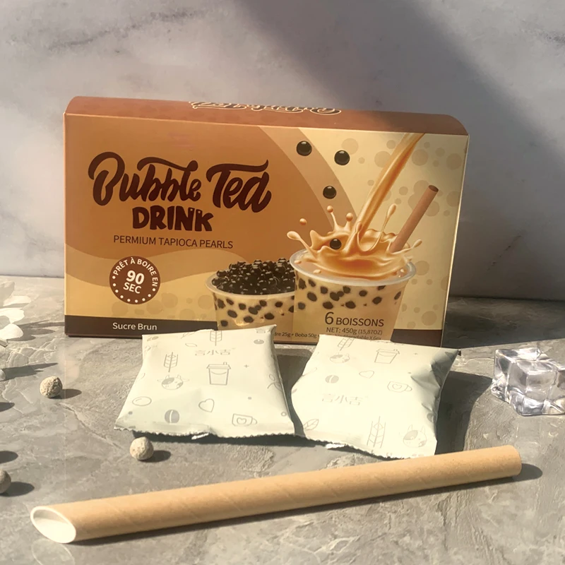 6 Cups Instant Brown Sugar Tapioca Ball Boba Milk Tea Kits