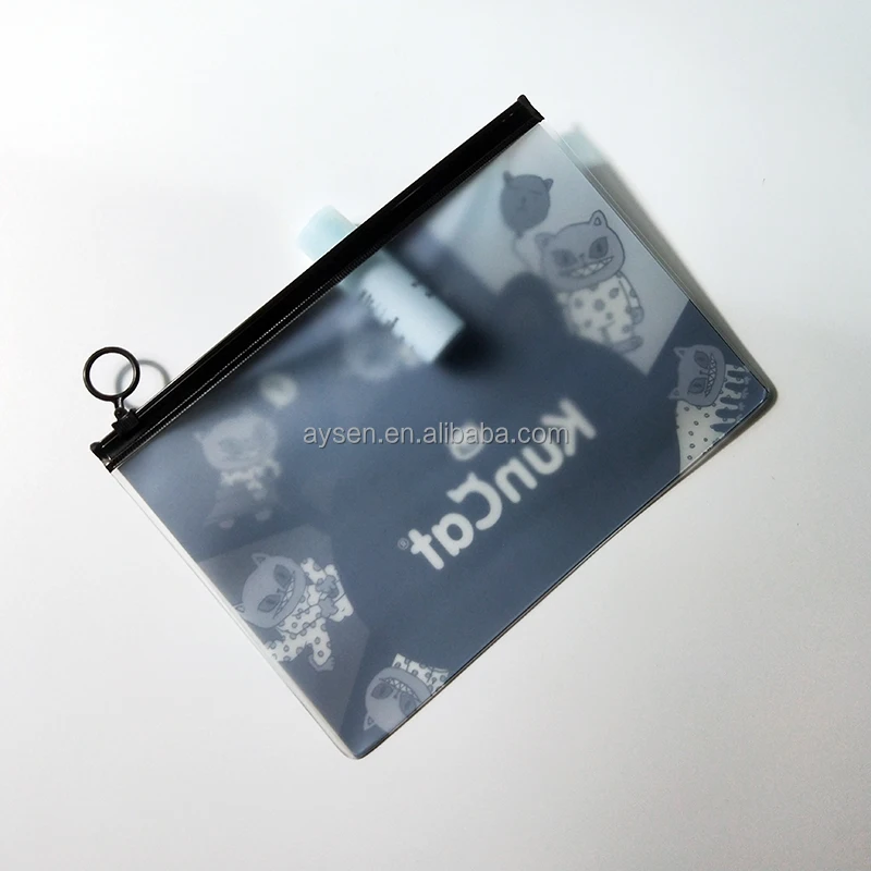 colored black frosted matte zip lock bags clear vinyl pvc zipper packaging bags cute clear pvc packing bag with round puller