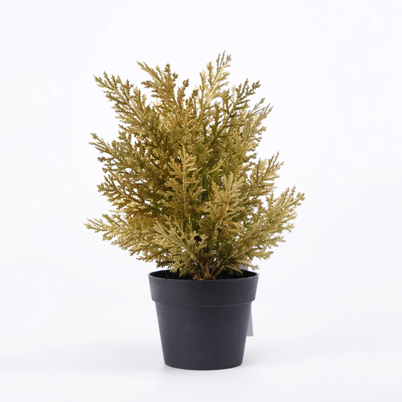 
Artificial Trees New Year GOLD xmas trees 13*24CM Faux plant in pot 