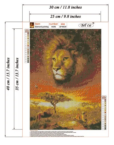 
DIY Lion Diamond Painting for gift and indoor decoration with Full covered Round acrylic diamonds on Oil canvas Size 40x30cm 