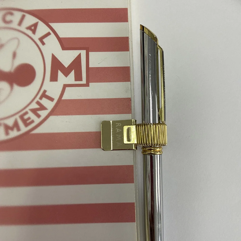 
Customized High Quality Gold color Flat Metal Stainless steel Clip with Spring pen holder 