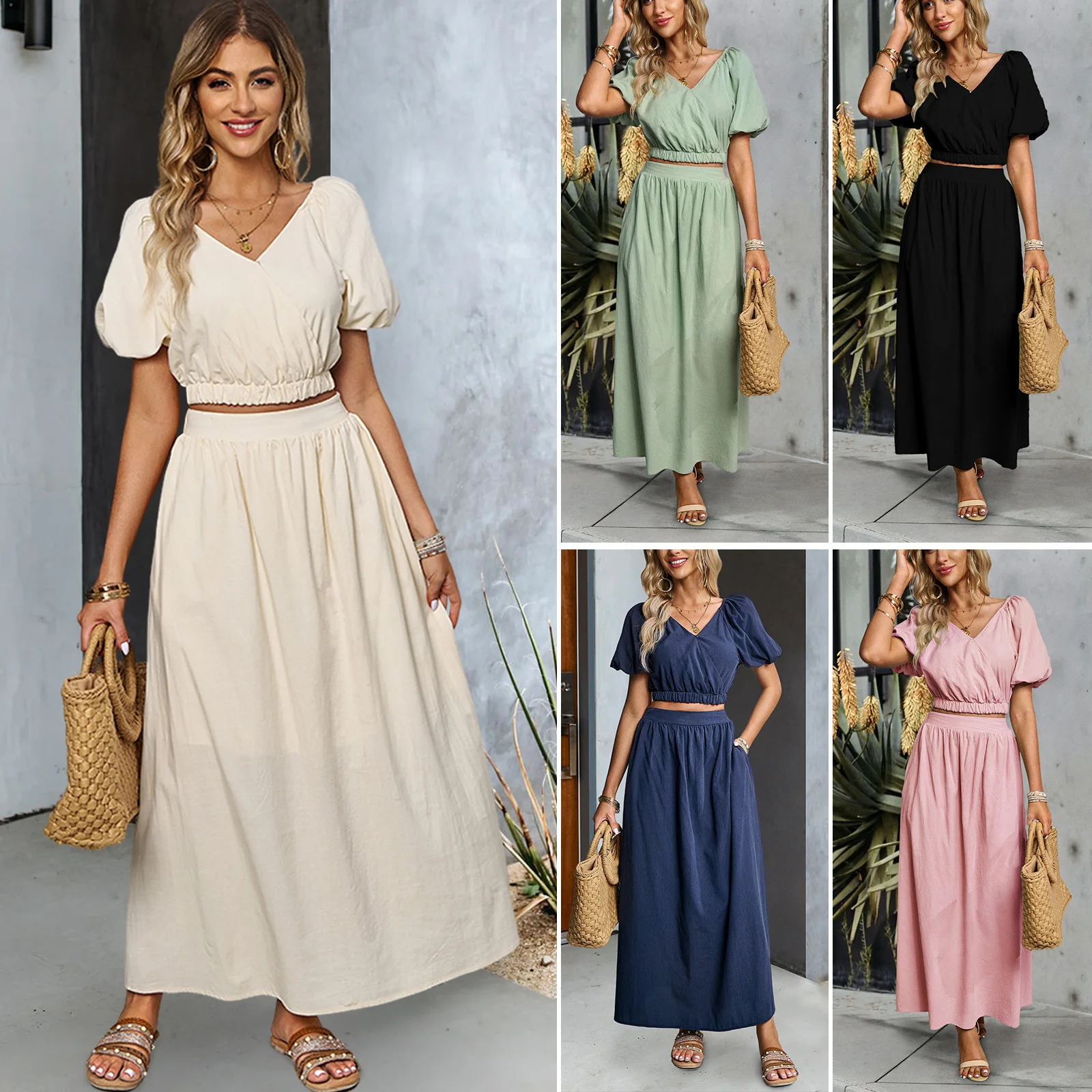 PRETTY STEPS  V-Neck Women Cotton Luxury Zipper Fitness Ladies Evening Party Female Puff Sleeve Elegant Midi Dress