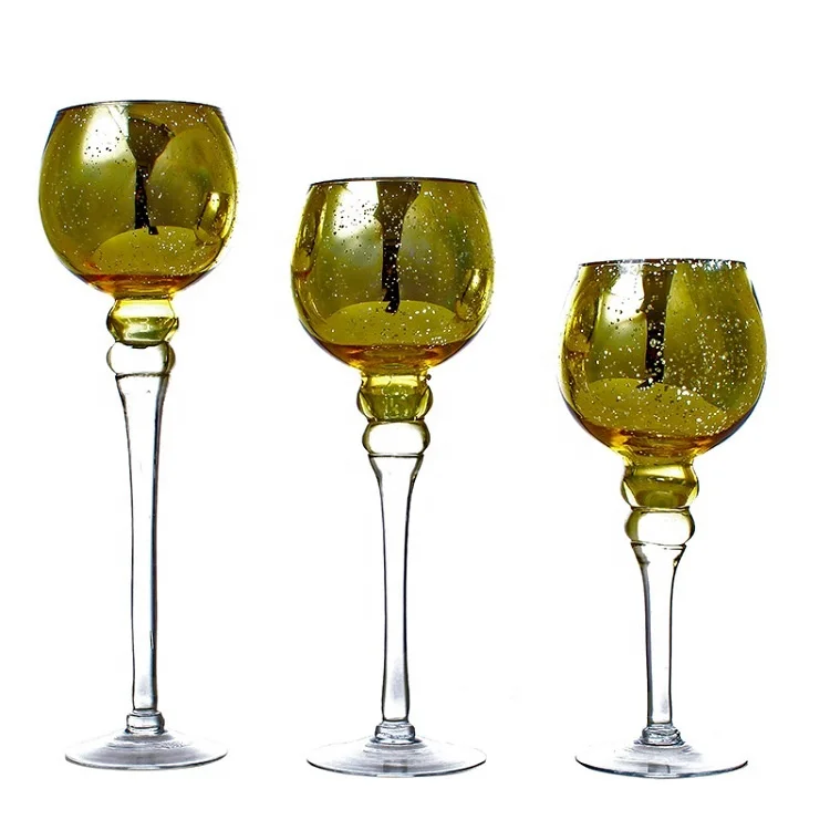 WONDER long tall stem glass candle holders for home event wedding decoration votive tealight holder crystal glass candle cup