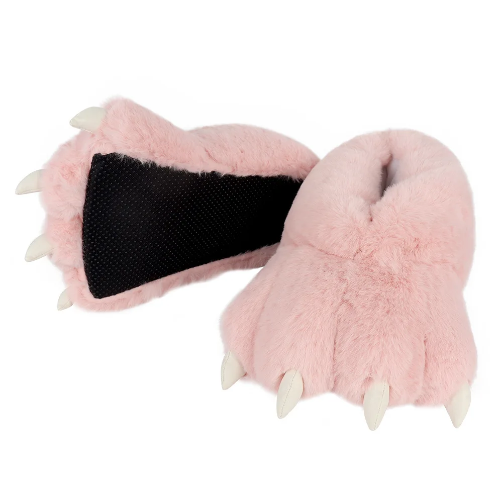 Wholesale Winter Custom Claw Plush Funny Shoes Paw Slippers Stuffed Animals Plush Slippers