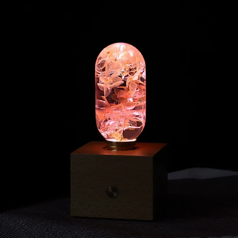 New Resin Art LED Night Light Diy Dried Flowers Epoxy Resin Light Bulb Home Decoration Table Lamp Special Holidays Gift ideas