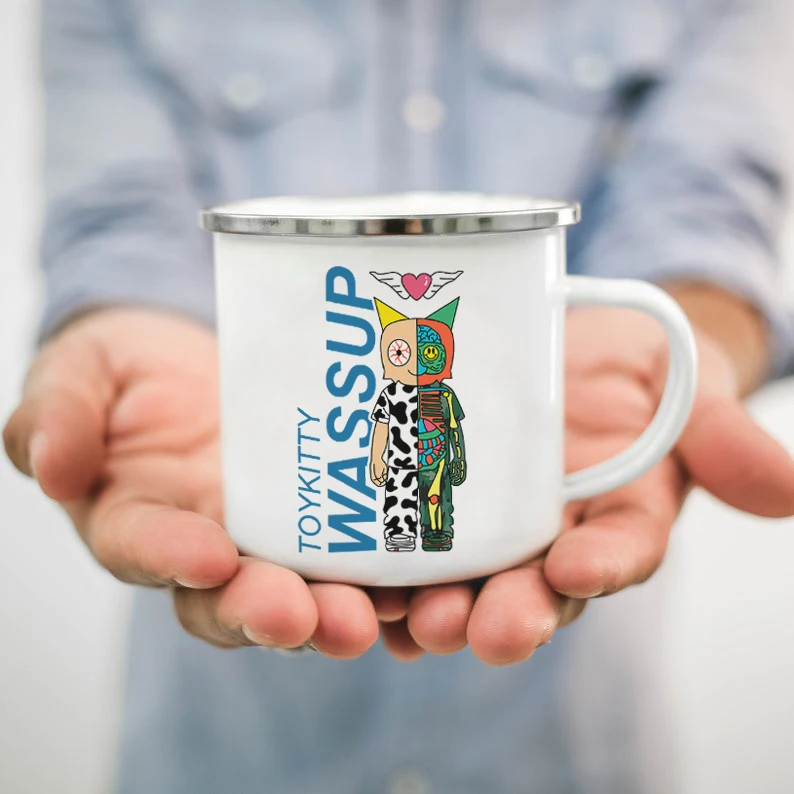 DIY 12 oz Enamel Cup Mug with Silver Rim Make Your Own Custom Enamel Cup Sublimation Wedding Gift