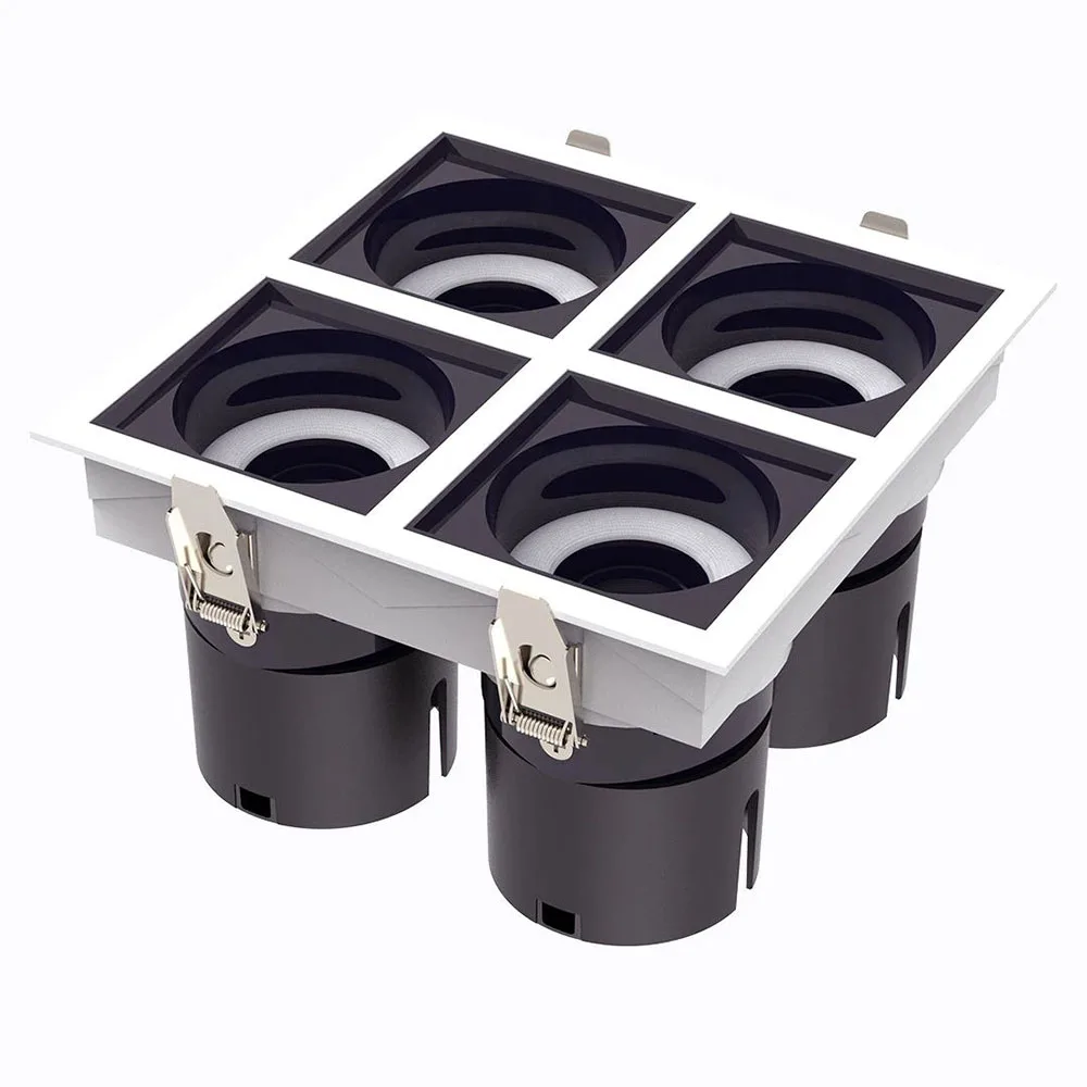 TOP Quality Living Room Indoor Frameless Angle Adjustable Rcessed Aluminum Square Led Spotlight 12W*4 15W*4