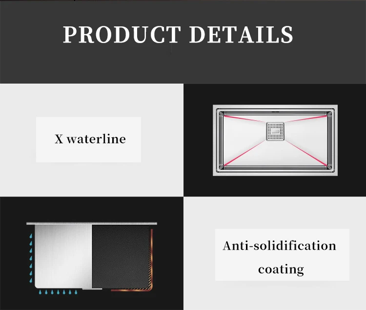 invisible sink high pressure black nano 304 stainless steel kitchen sink