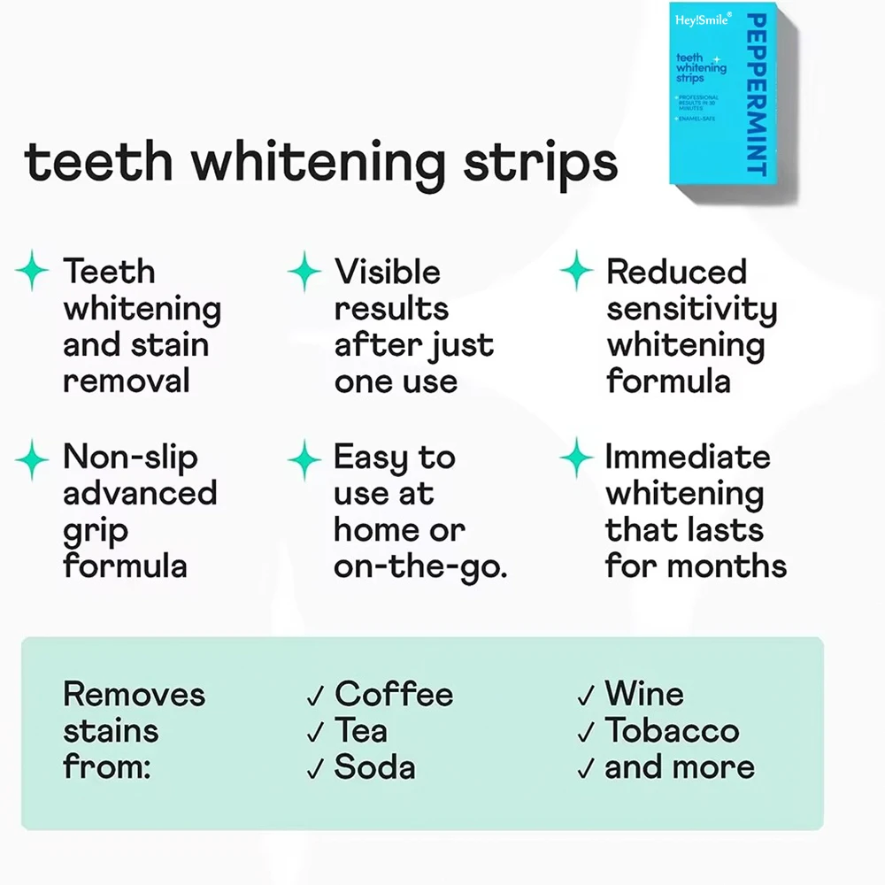 Professional Fruit Flavor PAP DRY Teeth Whitening Strips Custom Logo Non-Sensitive Fruit Flavor Effective Stain Removal