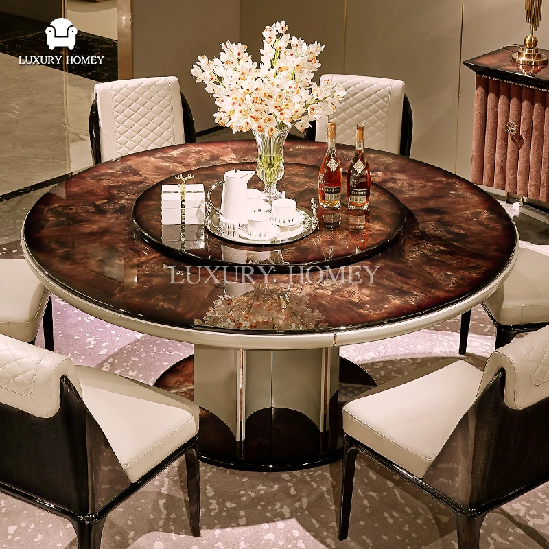 Italian Luxury Design Dining Room Sets Modern Dining Tables And 6 Seater Chairs Wooden Luxury Dining Round Lazy Susan Desk