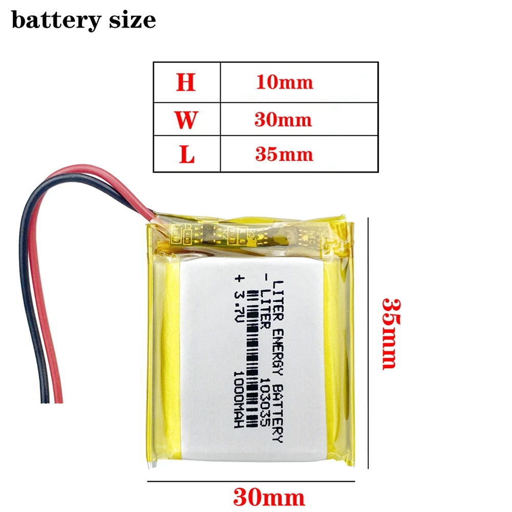 103035 Li-Po 3.7V 1000mah Lithium polymer battery