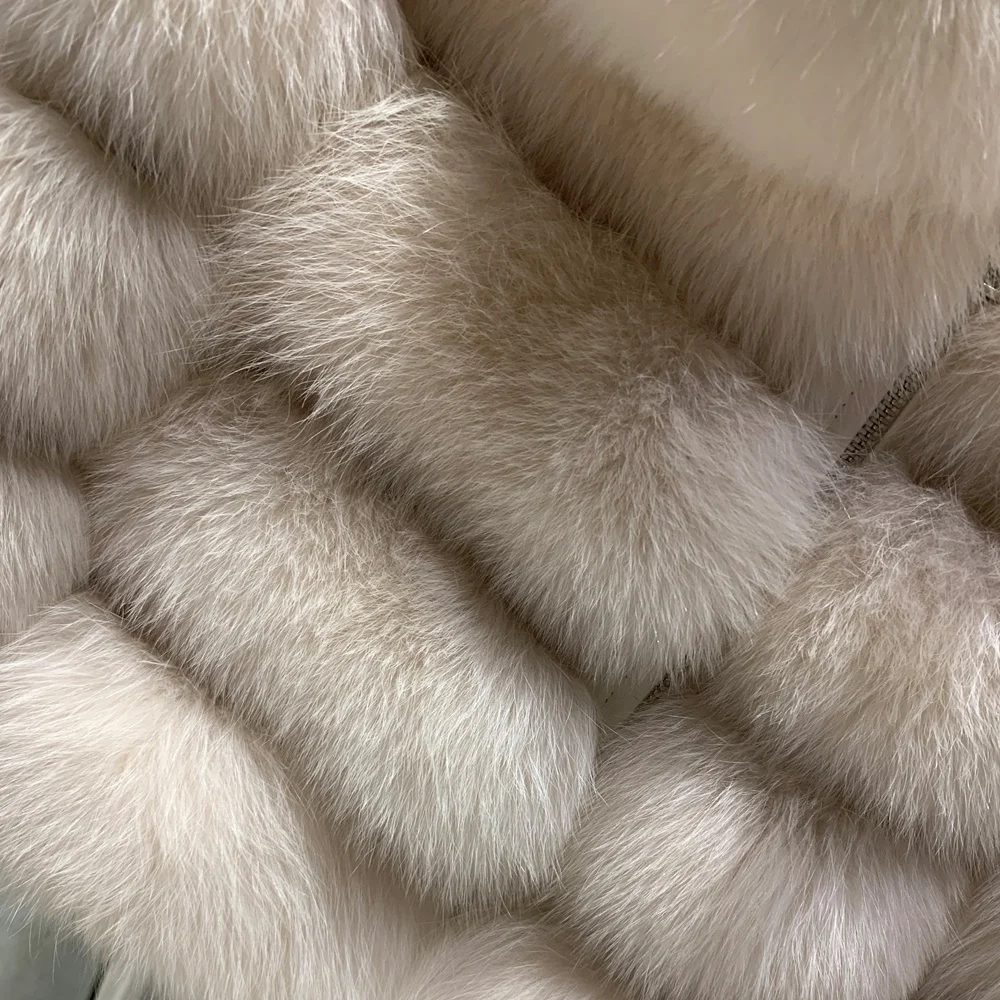 2024 hot sale stripe jackets fur winter warm bomber fur coat genuine fox fur jacket for lady