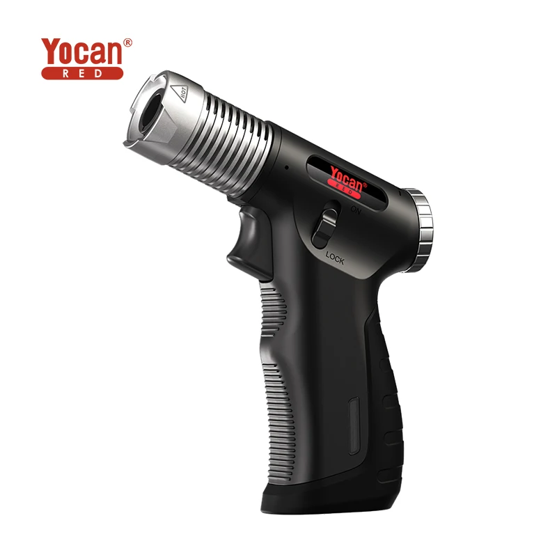 Manufacturer Straight Single Fire Wind Proof Jet Torch Butane Lighter Kitchen High Temperature Flame Spray Lighter Gun