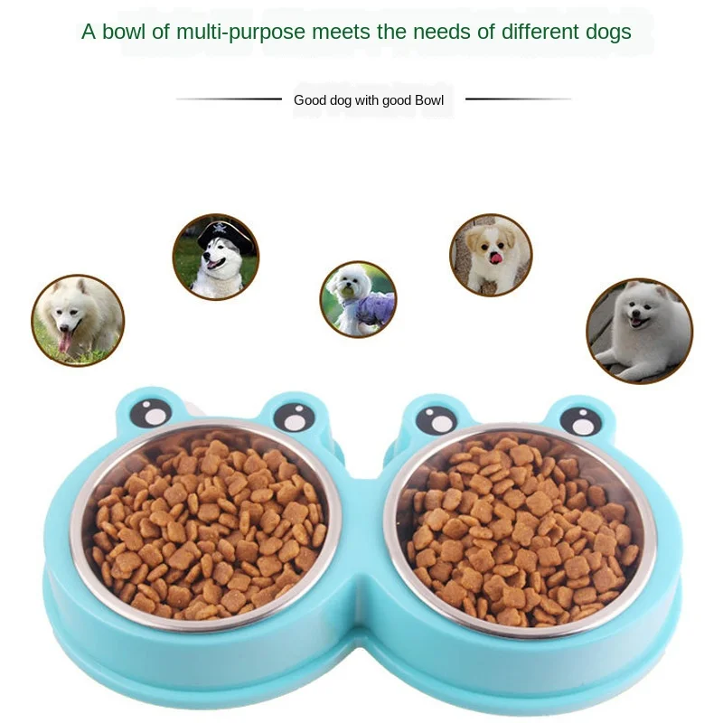 
New 2 in 1 Pet Bowl Drinking Water Feeding Anti Splash Stainless Steel Pet Bowls & Feeders Food Storage 2in1pet Bowl for Dogs 