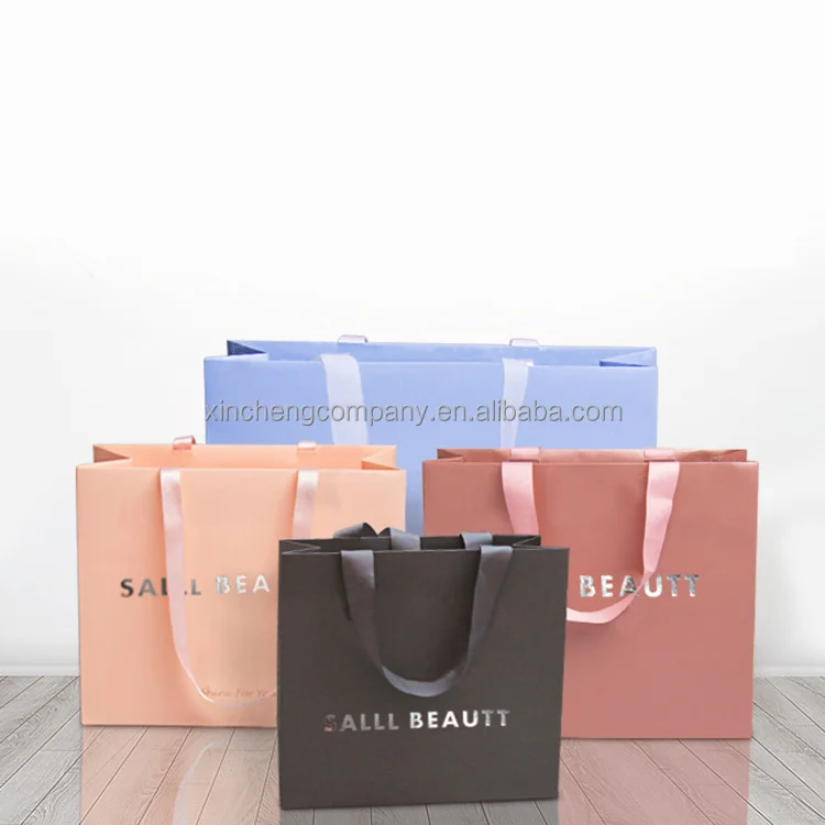 Luxury Black Gift Paper Bag Custom Printed Logo For Shoes Clothes Shopping Wedding Gift Jewelry Packaging With Ribbon Handles