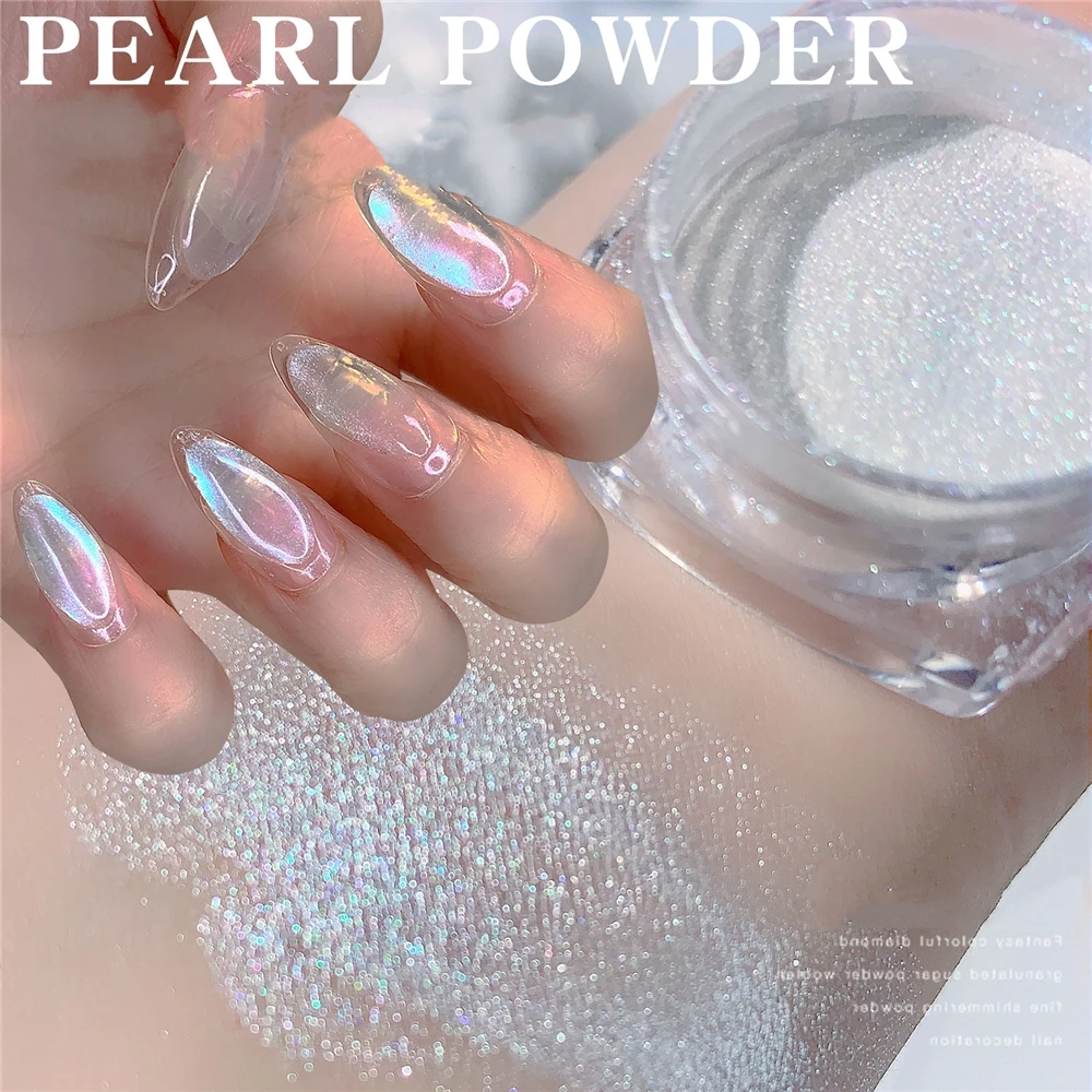2021 New Pearl Fairy Highlight Ice Transparent White Powder For Nail Art