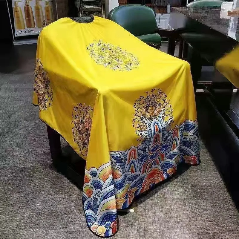 Factory custom high quality salon waterproof barbers cape dragon robe with totem Barbers Cape Dragon Robe Hair Dressing Cape