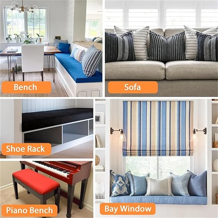 High-Resilience Foam Customized Size Bench Cushion Pad For Furniture Window Seat Sofa Couch Swing