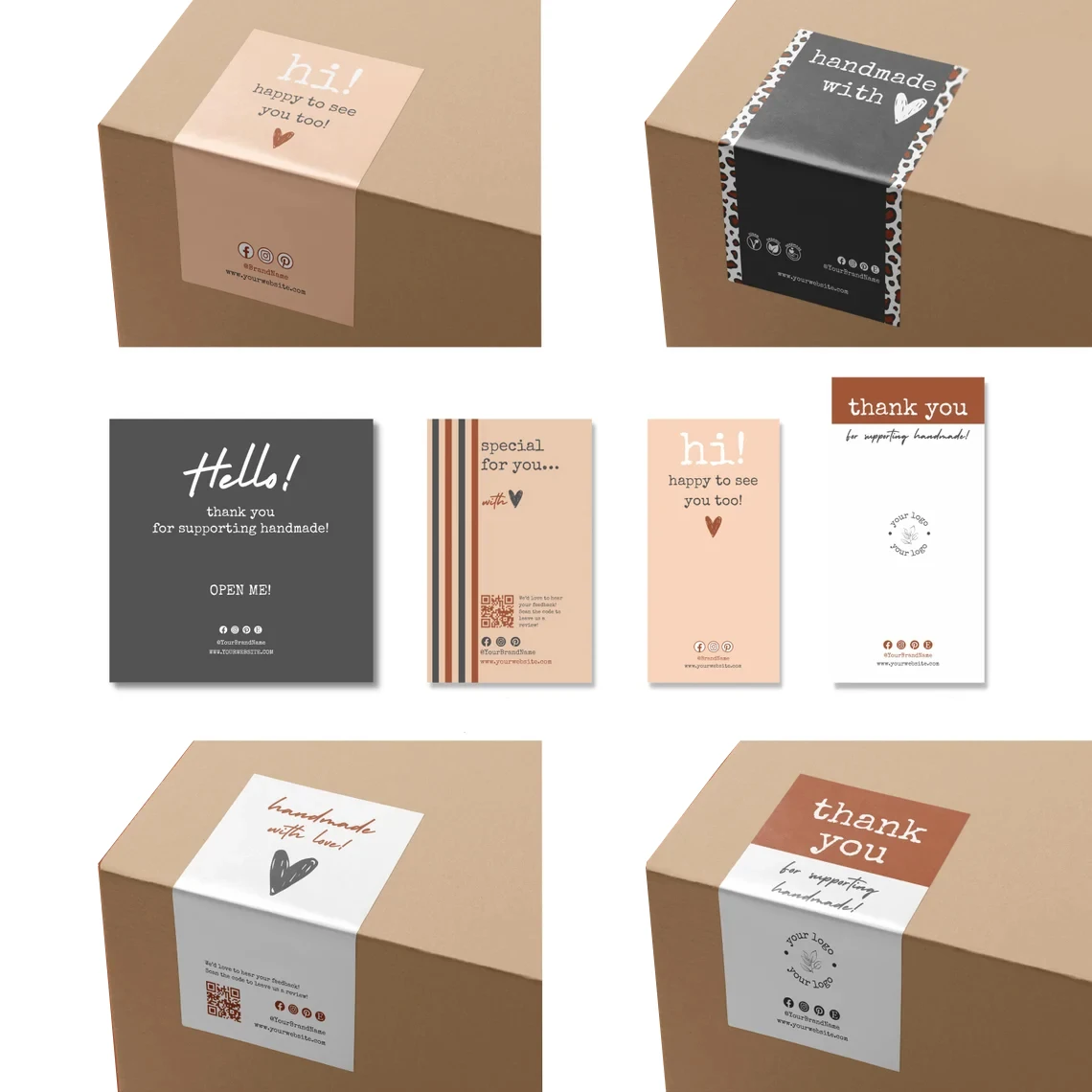Recyclable Biodegradable Mailer box custom logo thank you card sticker gift box set shipping corrugated packaging paper boxes