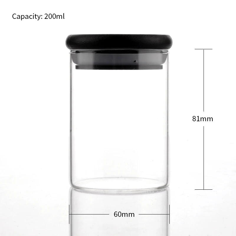 Sale 6 PCS Glass Canister Set Kitchen Nuts Cookies Glass Food Storage Jars with Black Bamboo Lids