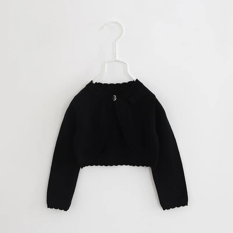 Baby Girl Cardigan Long Sleeve Little Girl Cotton Knitted Sweater Jacket Toddler Shrug Coat Infant Cropped Knit Bolero
