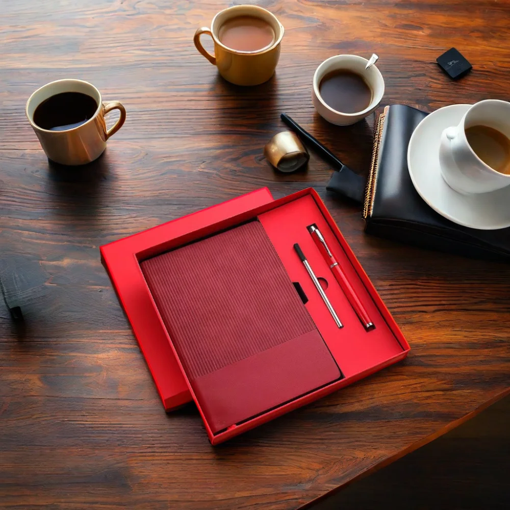 3pcs Luxury A5 Business Notebook Planner Sets Custom Logo Leather Cover Pen Gift Set Wholesale Promotional Stationery Set