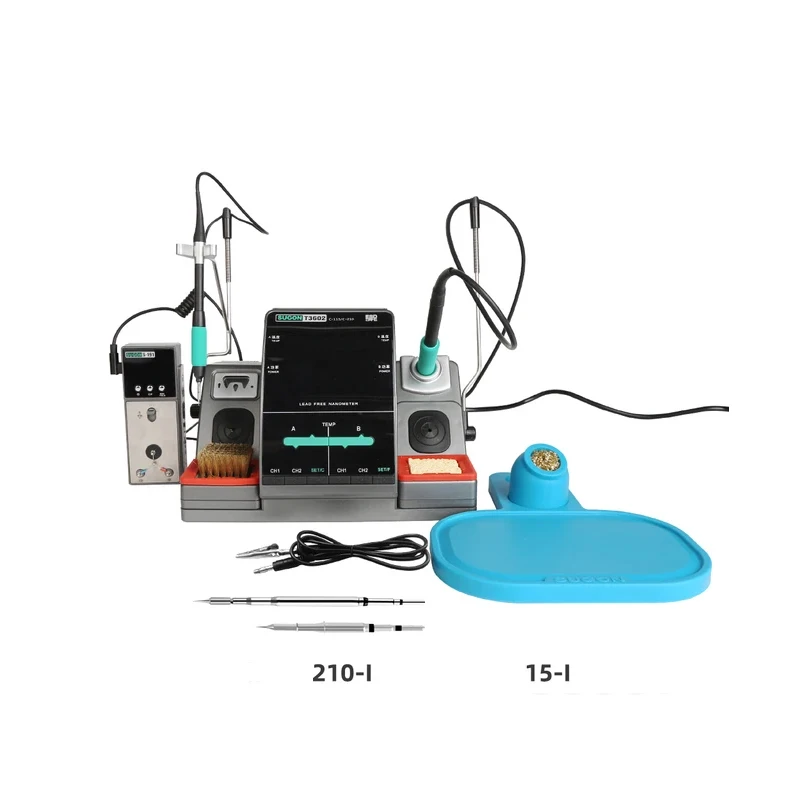 SUGON T3602 Soldering Station 2 in 1 LCD Digital Display Welding Rework Double Station Welding Iron Tips Kit Original C210 C115