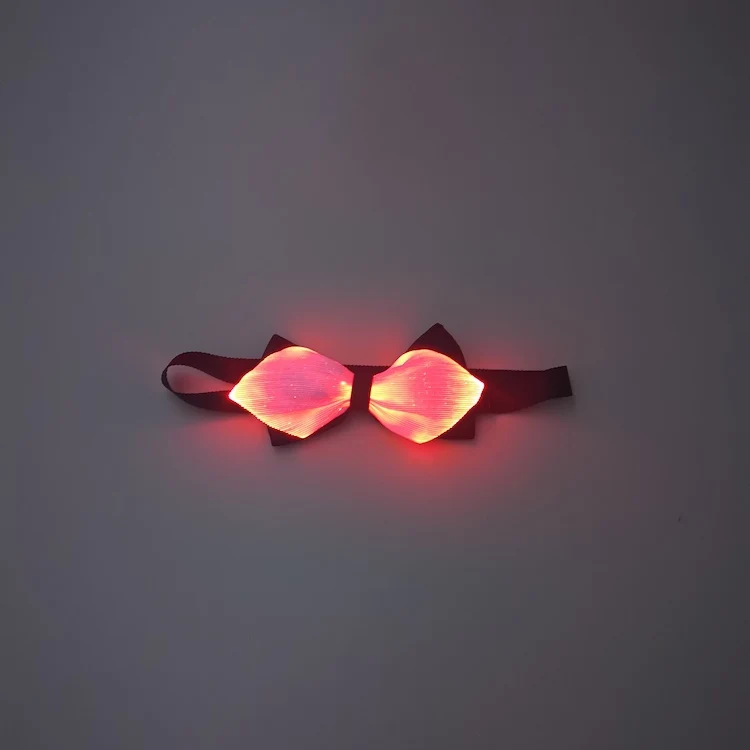 Light Up Bow Tie 7 Glow Colors LED Bowties White Fiber Optic Glow Neck Tie Christmas New Year Halloween Valentine Rave Music