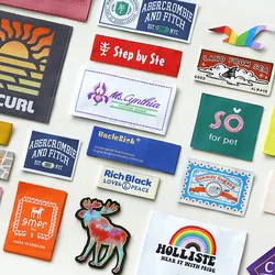 Woven Garment Tag Main Label for Clothing High Quality Customized Cloth 100pieces Free Sample Sustainable End Fold