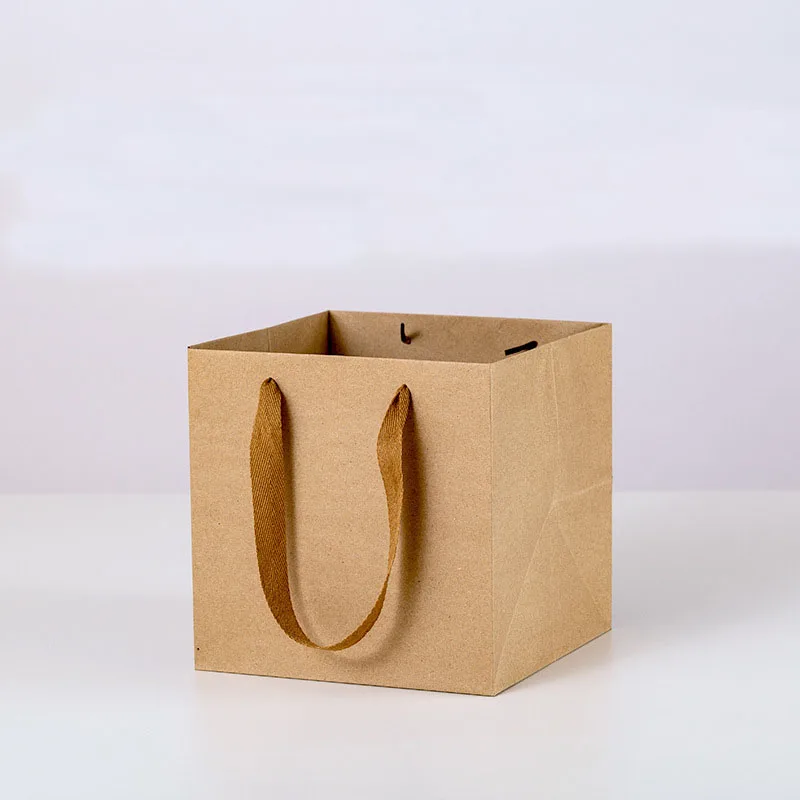 Custom Printing Retail Packaging Shopping Tote Bag Square Cake Baking Gift Paper Bag