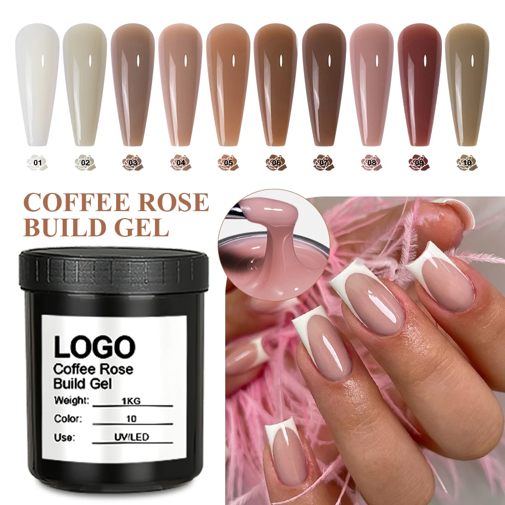 Wholesale Price 1kg Nail Non-stick Coffee Rose  Build Gel Nail Extension Gel  Construction Extend Gel For Nail Prolong